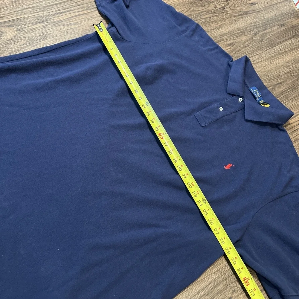 Polo Ralph Lauren Polo Shirt Mens Navy Mesh Cotton Custom Slim Fit Red Pony 4XLT